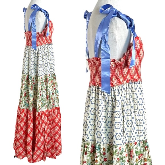 Free People Bluebell Maxi Dress Cherry Combo Medium NWT Picnic Prairie Bohemian - Picture 11 of 17